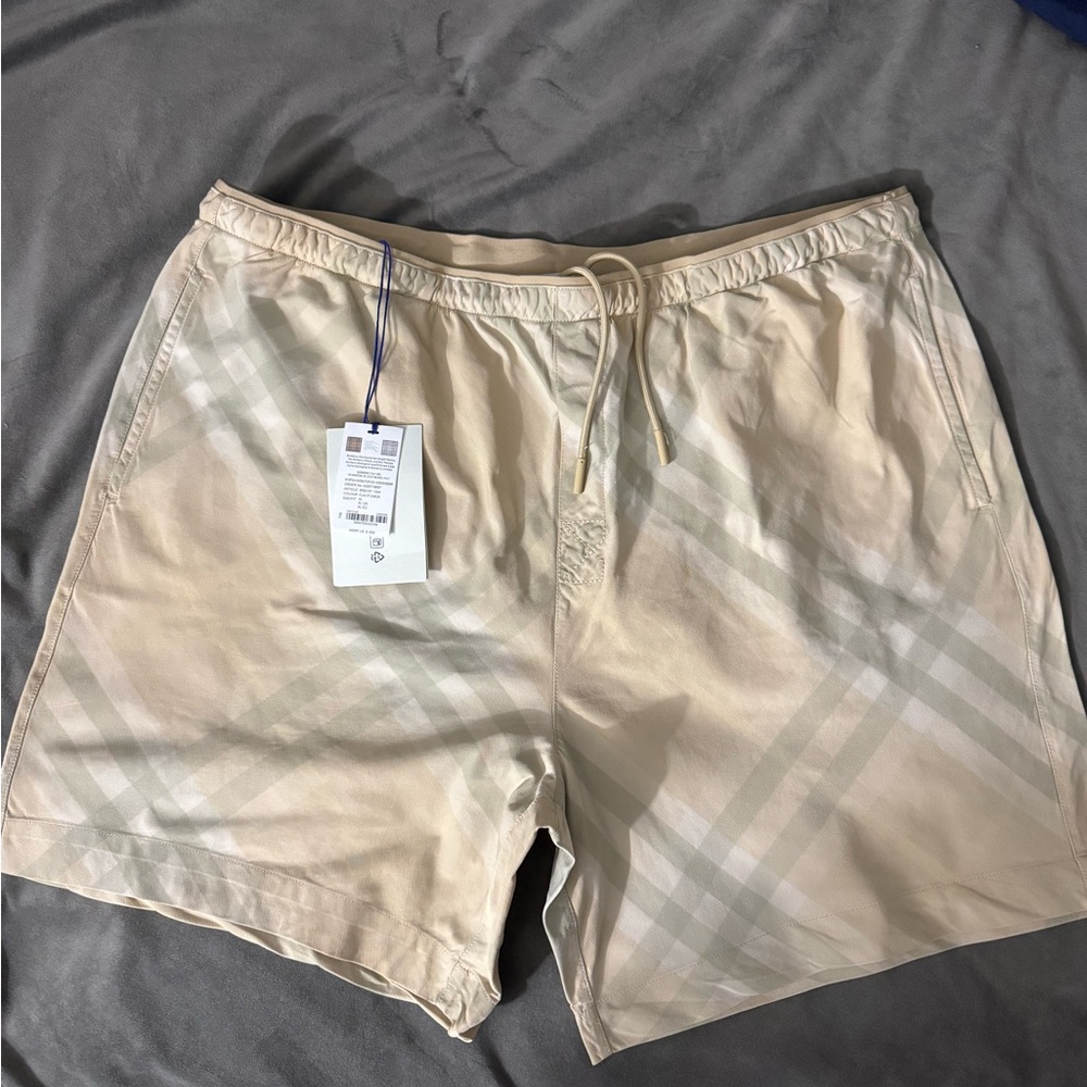 Burberry Tan Swim Trunks with Elastic Waistband
